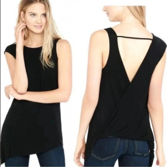 Express one eleven black drape back sleeveless tee - Picture 1 of 7